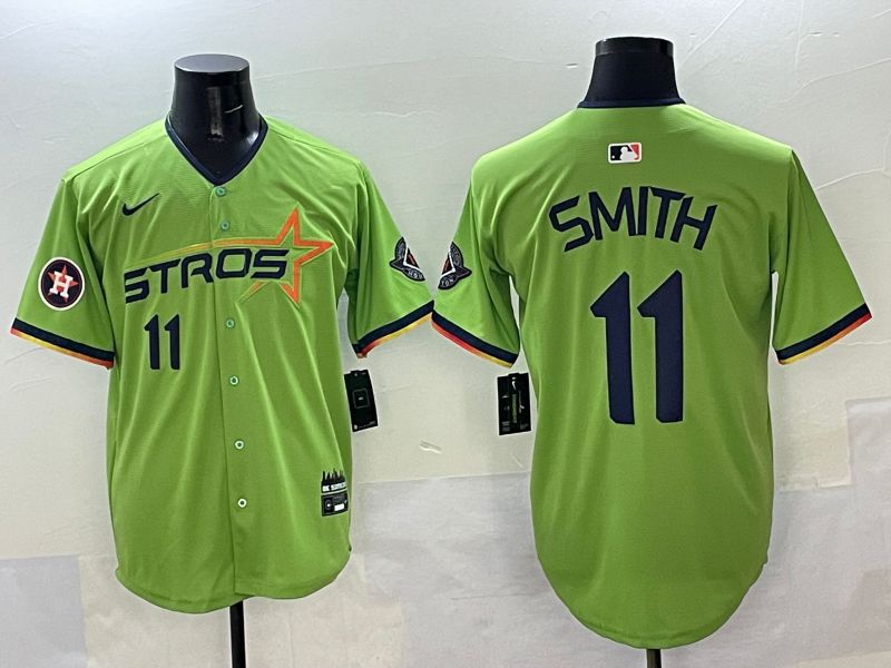 Men Houston Astros 11 Smith Green three generations Joint Name 2025 Nike MLB Jersey style 8